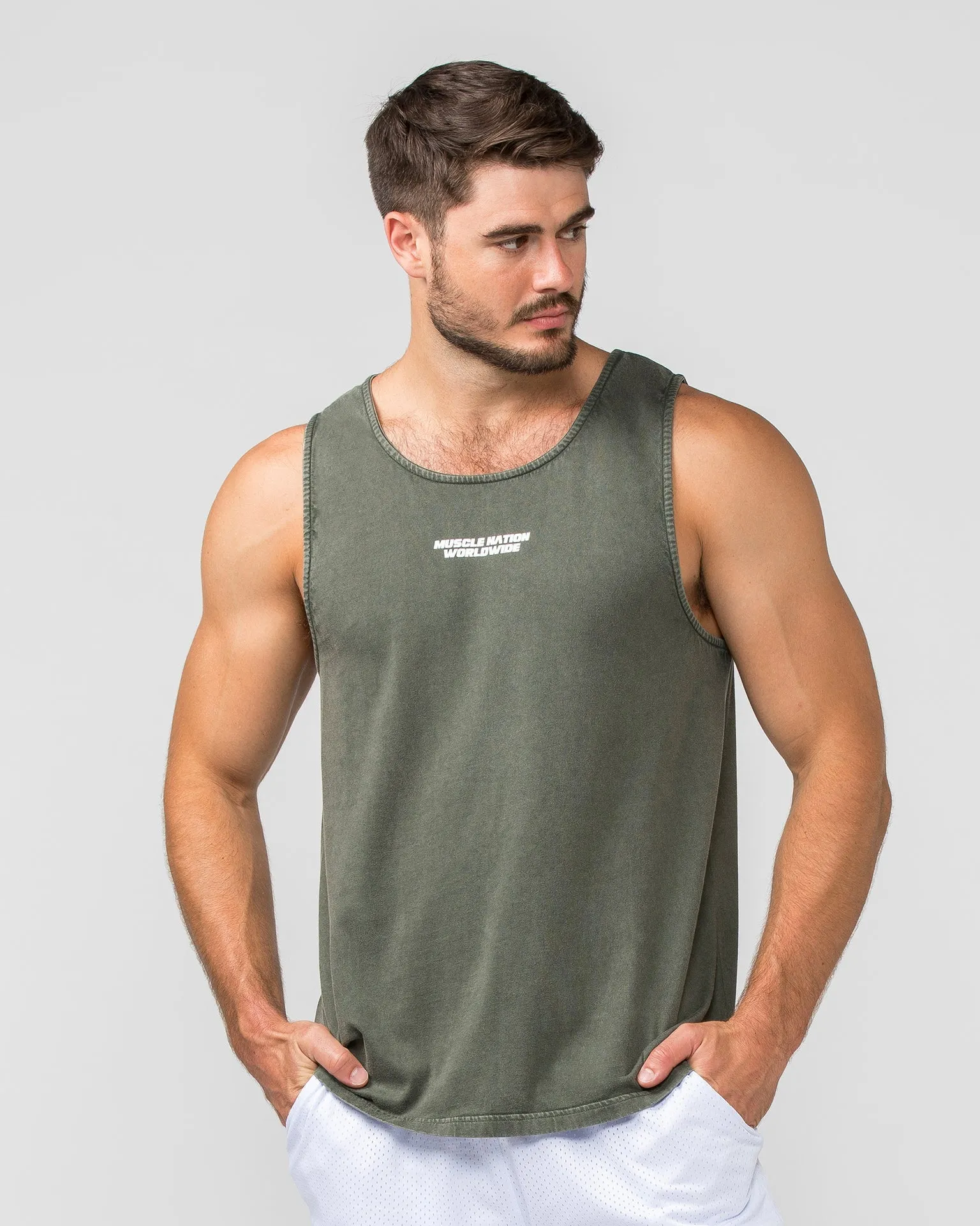 H-Back Represent Tank - Washed Dark Khaki