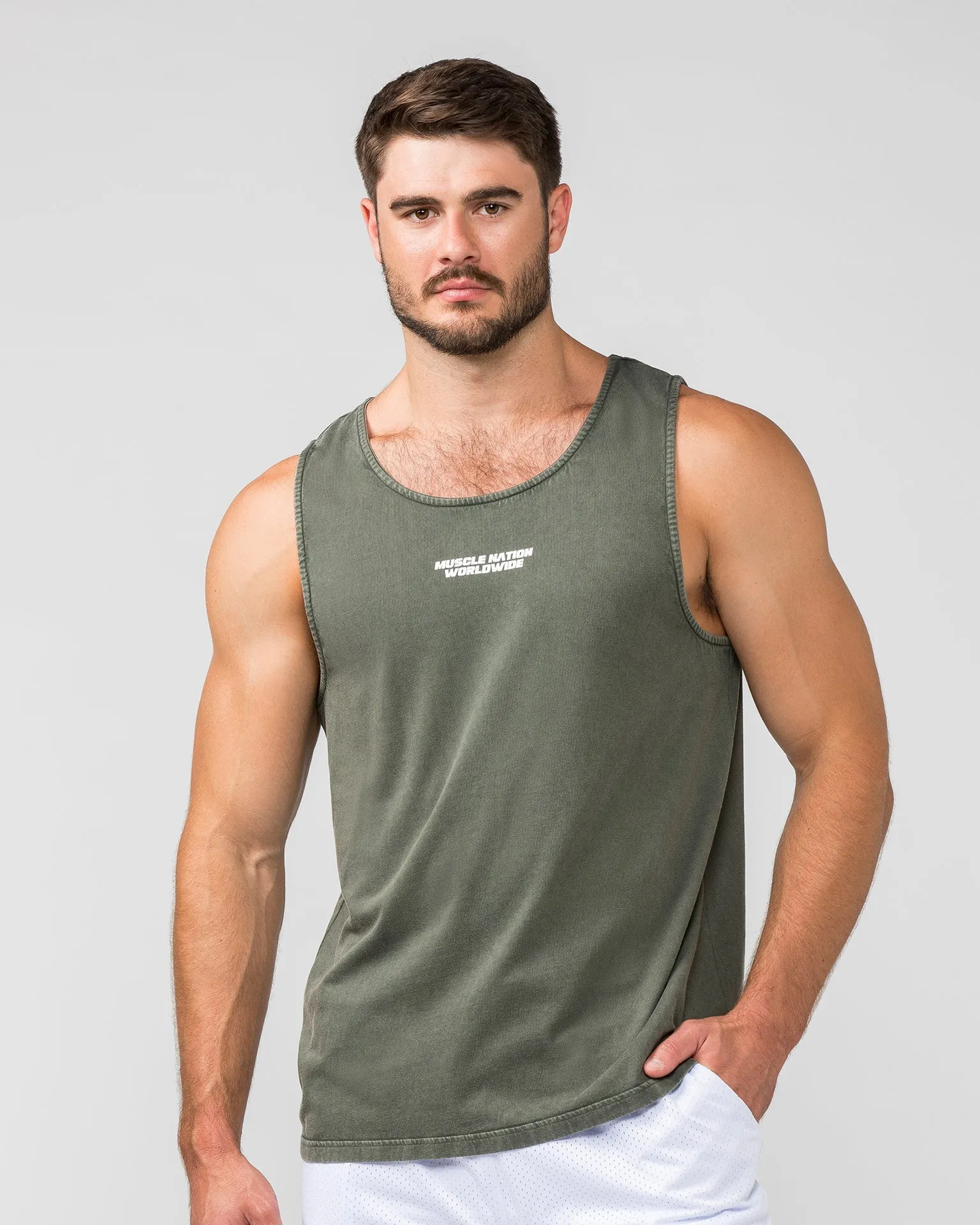 H-Back Represent Tank - Washed Dark Khaki