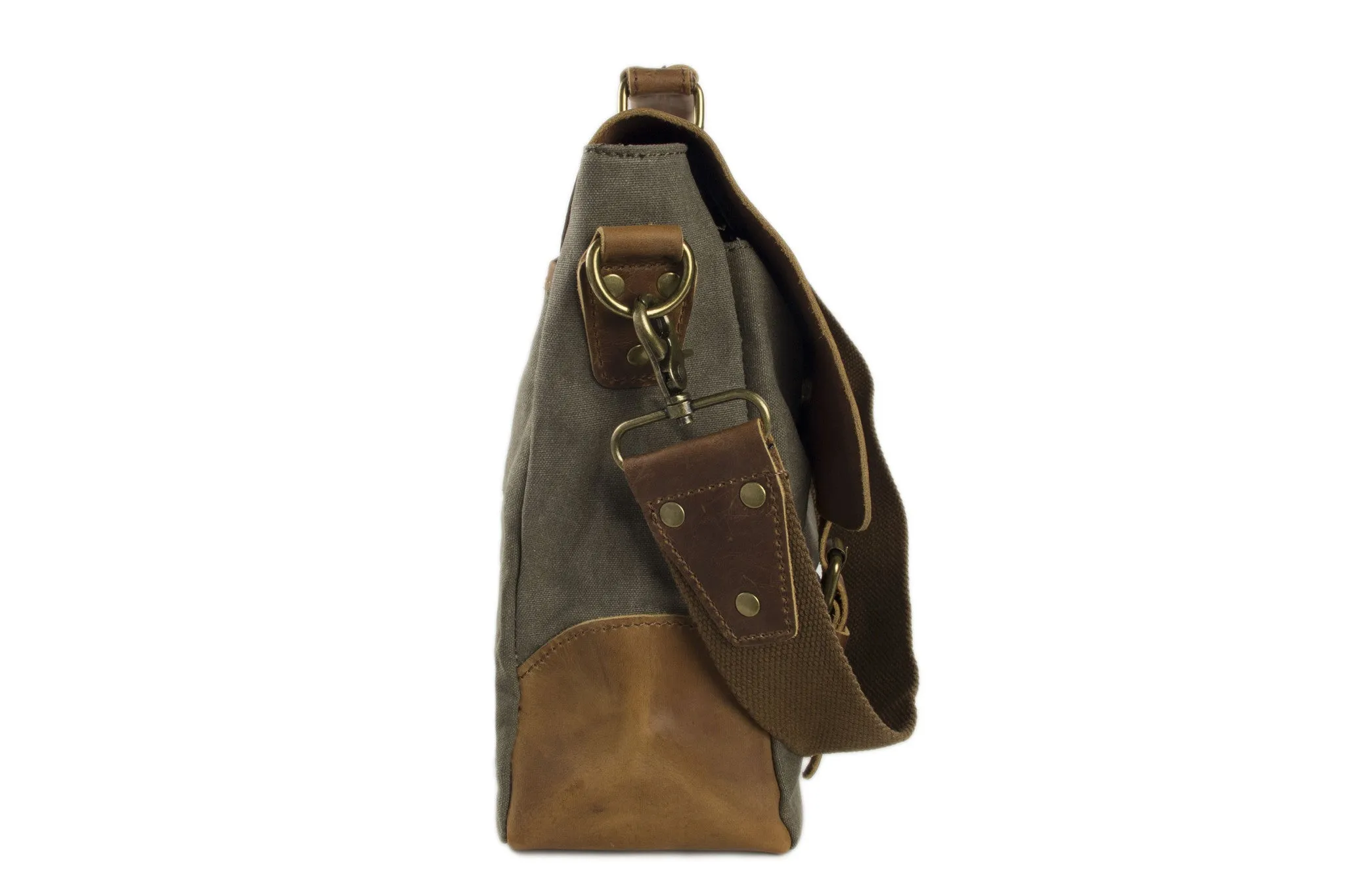 Handmade Canvas Leather Briefcase Messenger Bag Crossbody Shoulder Bag Laptop Bag 1807