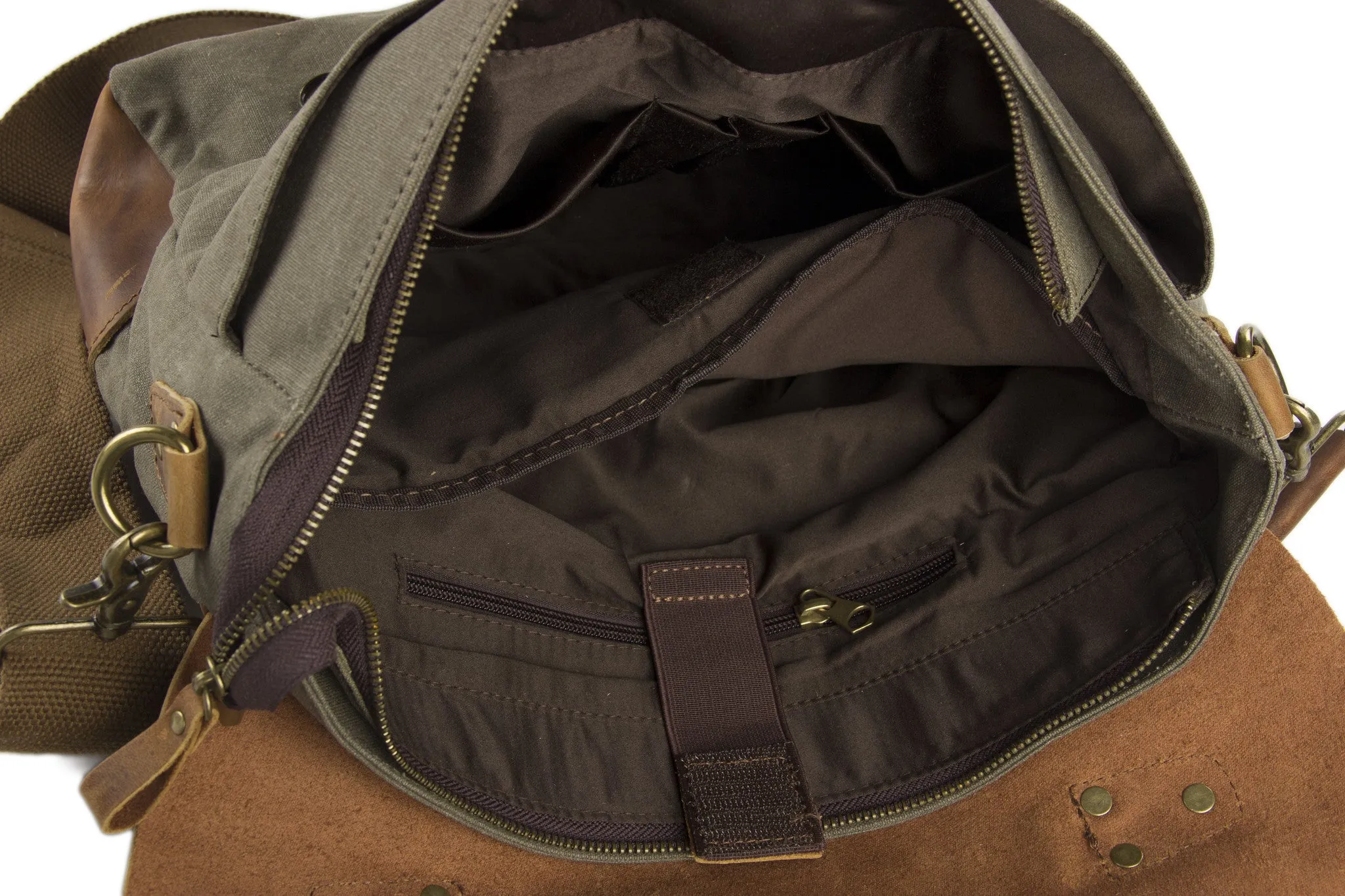 Handmade Canvas Leather Briefcase Messenger Bag Crossbody Shoulder Bag Laptop Bag 1807