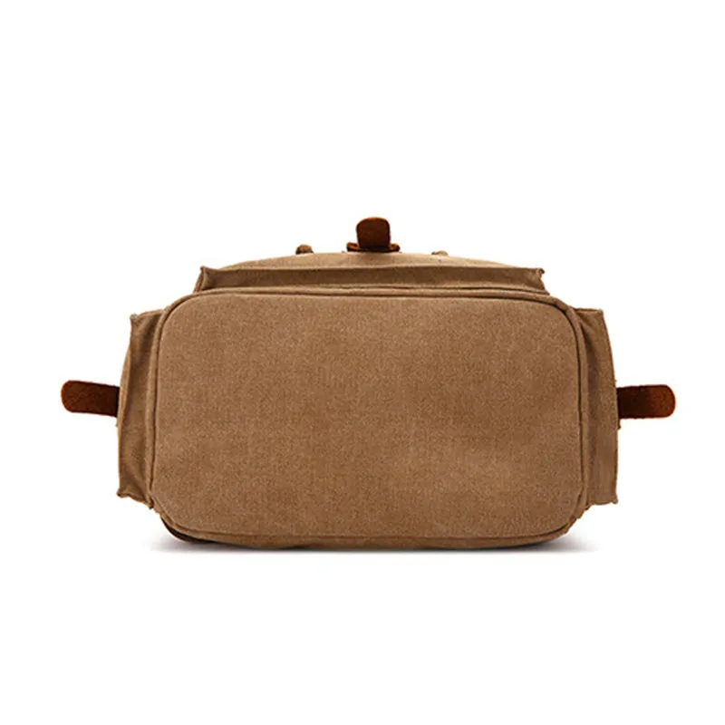 Handmade Canvas Travel Backpack Men's Canvas Leather Laptop Backpack Large Canvas Rucksack For Mens