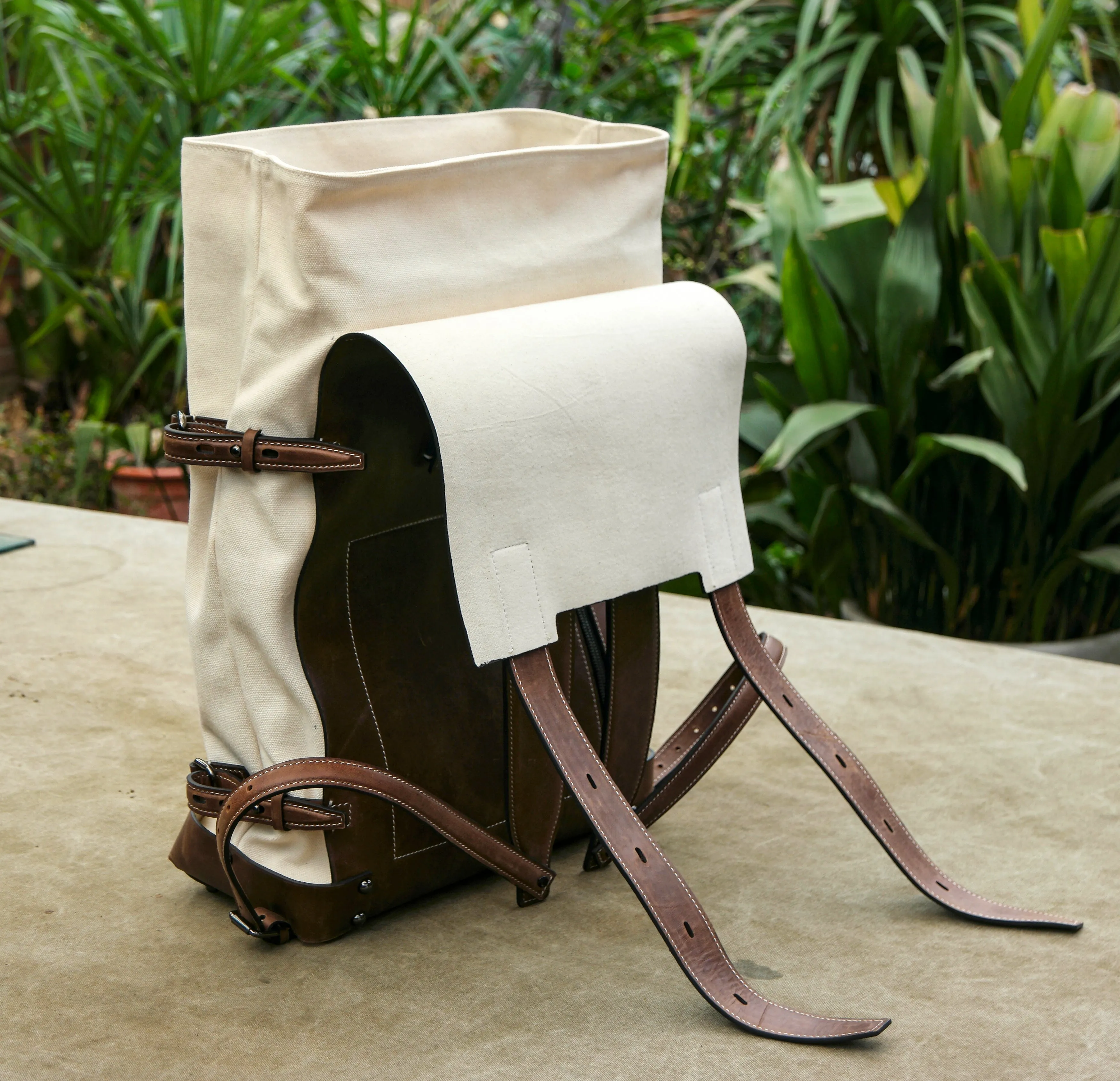 Handmade Leather Backpack   Waxed Canvas Backpack  Bushcraft Backpack  Travel, Camping, Hiking