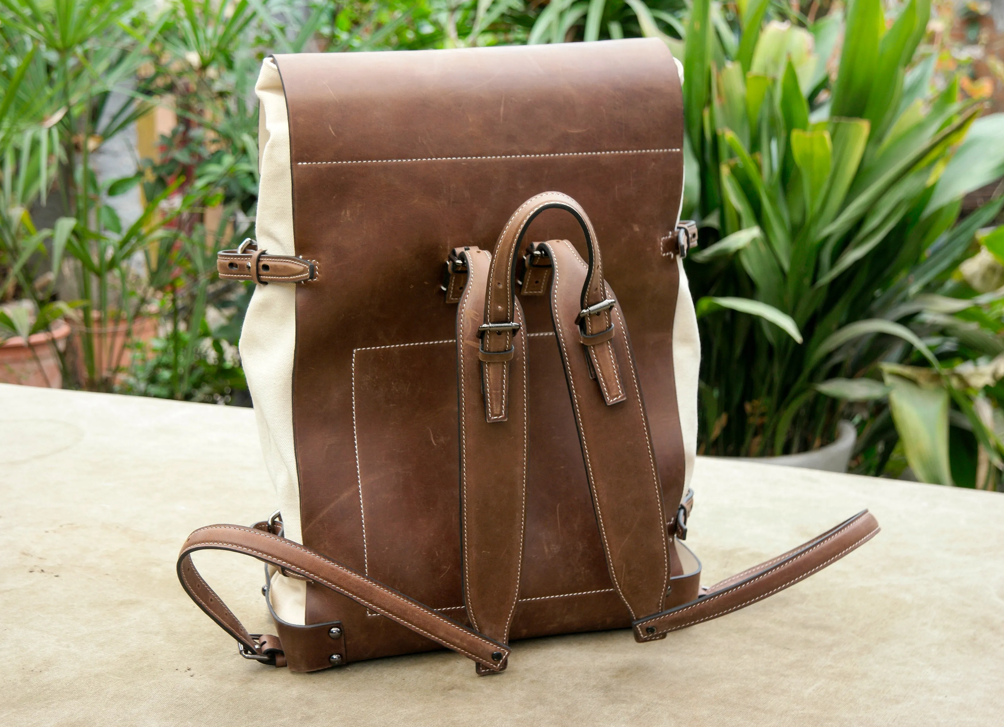 Handmade Leather Backpack   Waxed Canvas Backpack  Bushcraft Backpack  Travel, Camping, Hiking