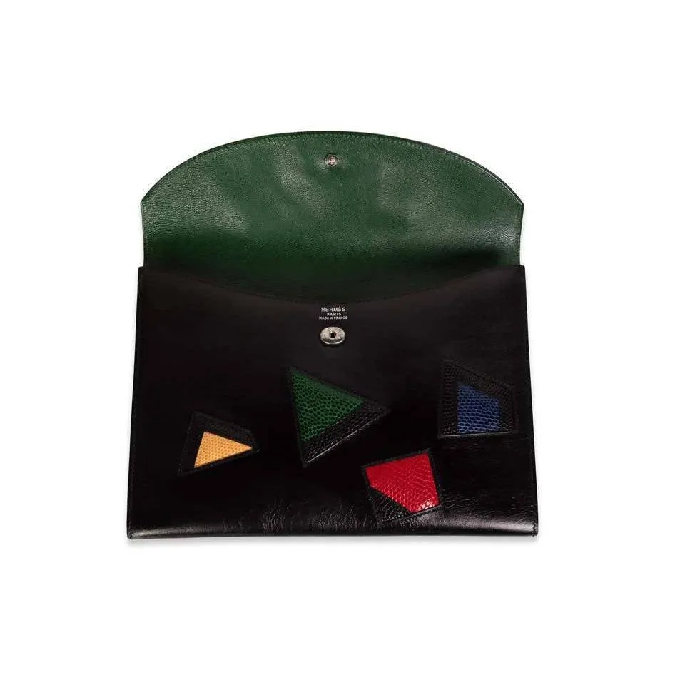 HERMES Leather Black Clutch | OS