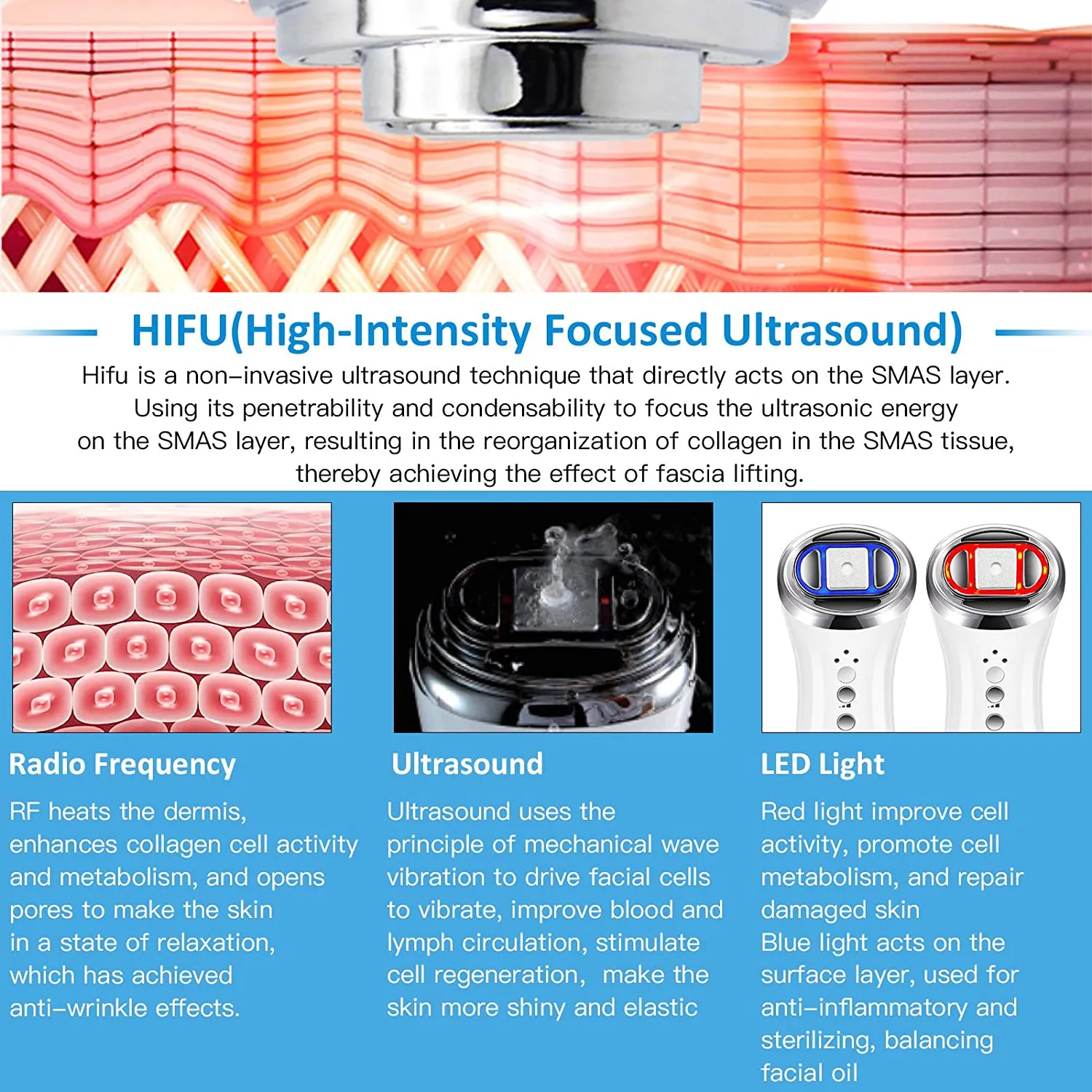 HIFU Facial Lifting Machine for Body and Face Skin Tightening Anti Aging Anti Wrinkles