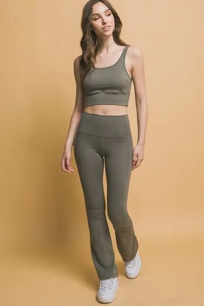 High Waist Flare Active Leggings with Side Pockets