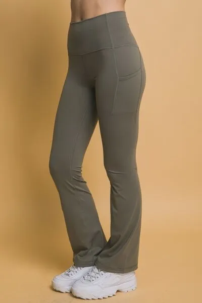 High Waist Flare Active Leggings with Side Pockets