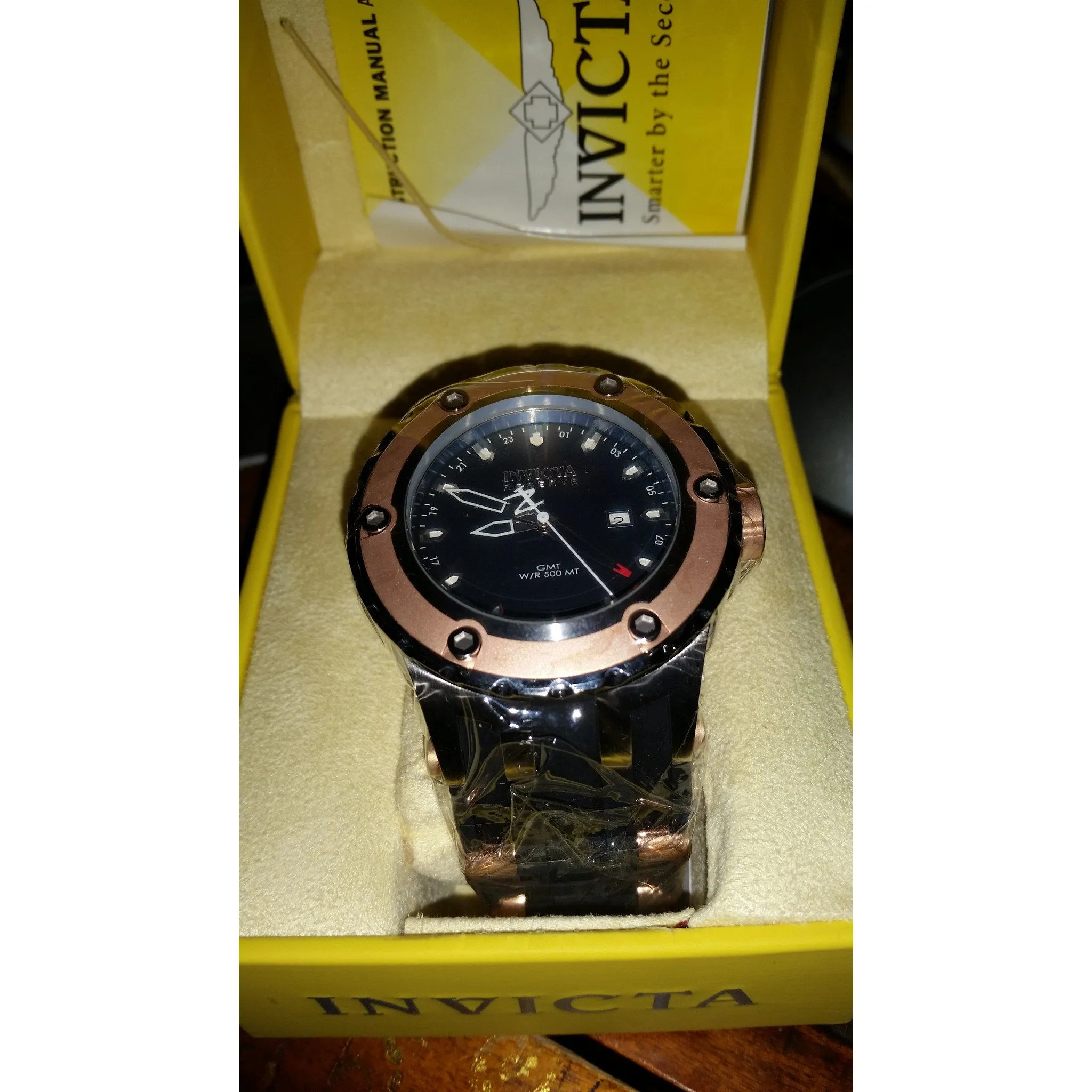 Invicta Model 6180 Reserve Collection GMT 18k Rose Gold-Plated and Stainless Steel-Needs a Battery