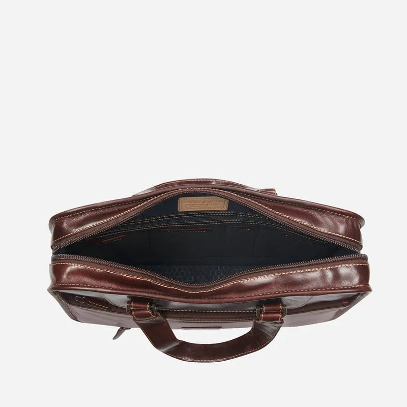 Jekyll & Hide Oxford Medium Leather 15" Laptop Briefcase Espresso