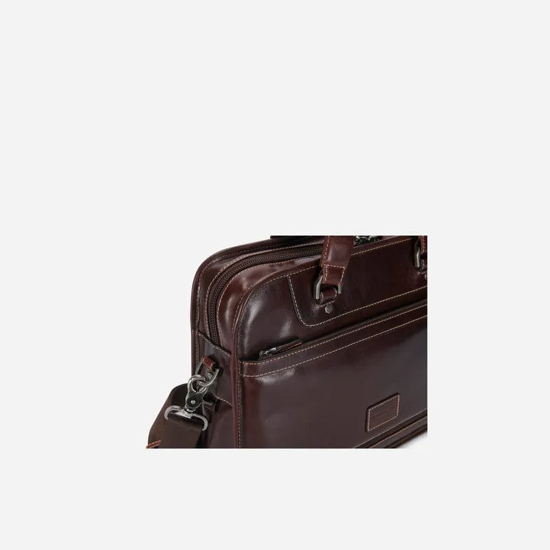 Jekyll & Hide Oxford Medium Leather 15" Laptop Briefcase Espresso