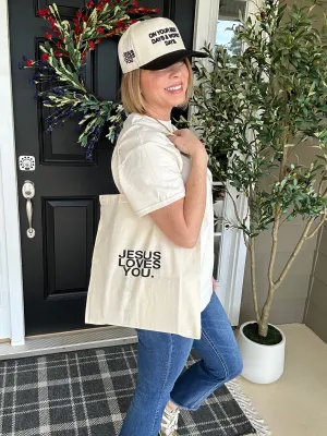 Jesus Loves You Canvas Tote Bag