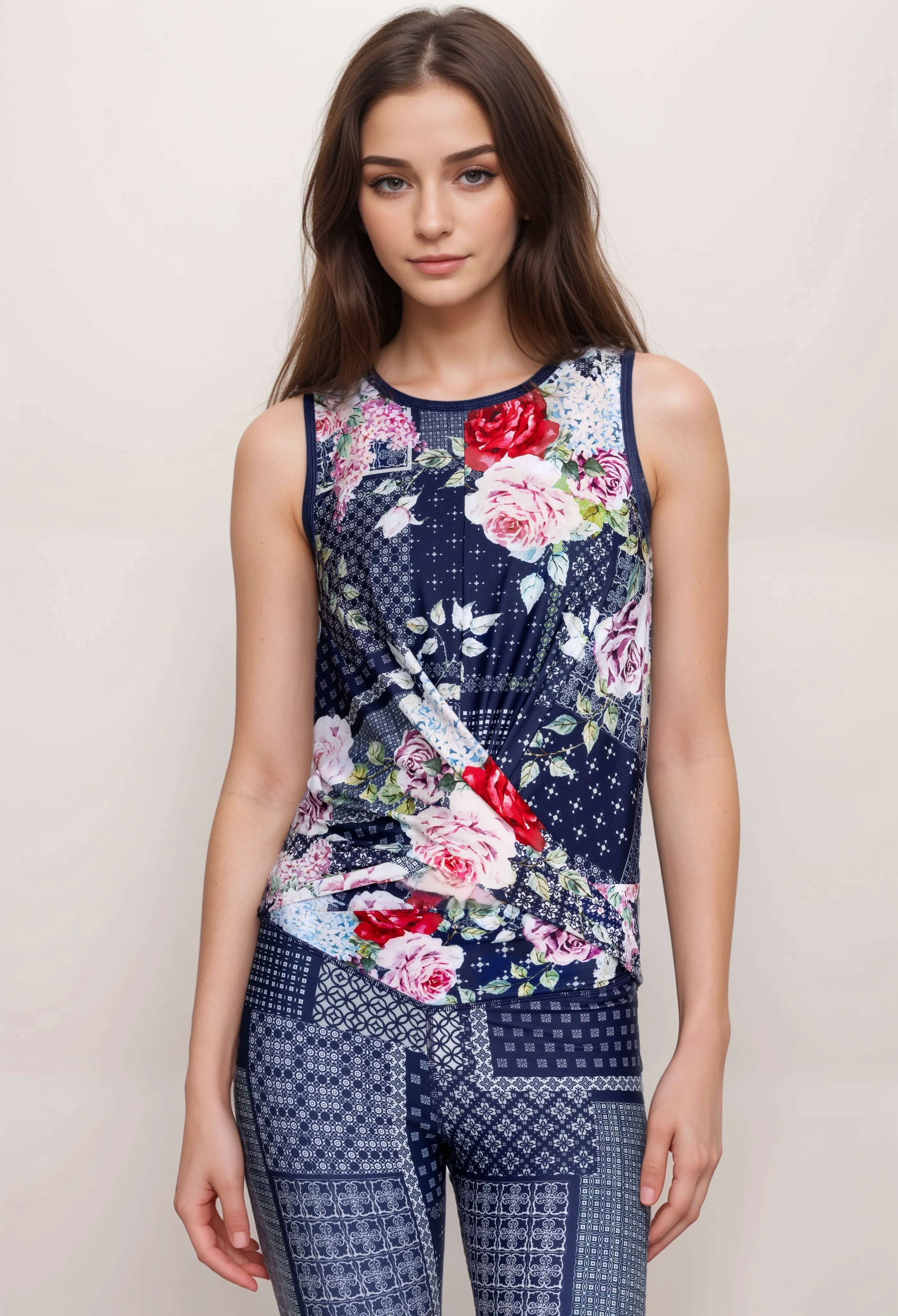 Johnny Was Rose Patch Crossover Tank A8023 Boho Chic