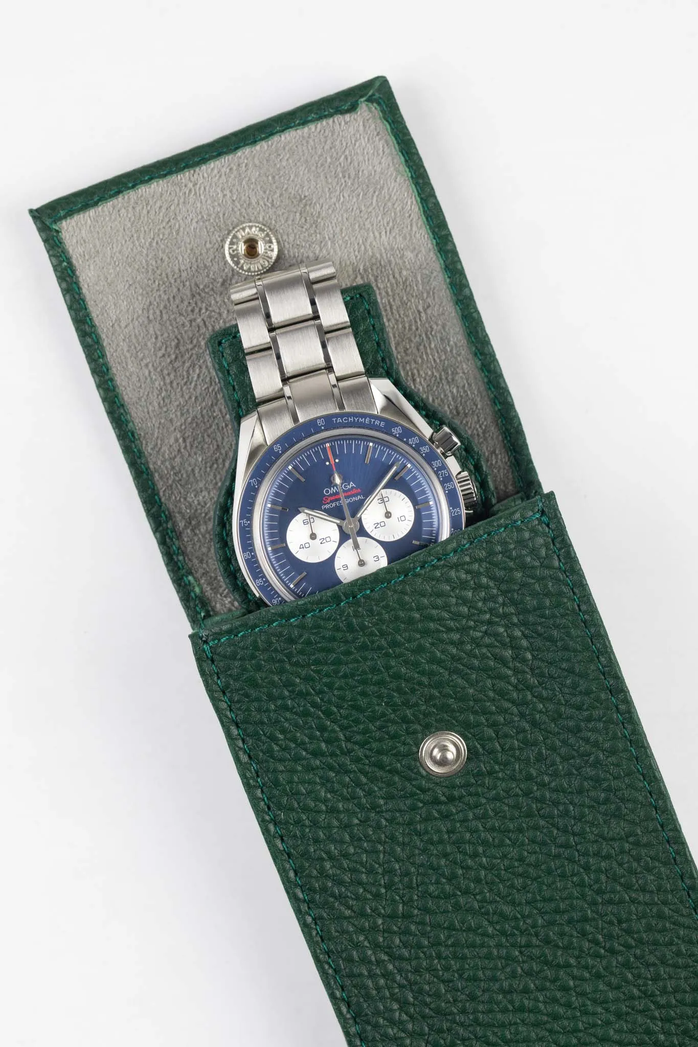 JPM Luxe Leather Watch Pouch in GREEN