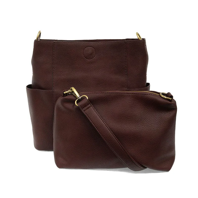 Kayleigh Side Pocket Bucket Bag in Oxblood