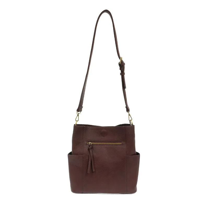 Kayleigh Side Pocket Bucket Bag in Oxblood