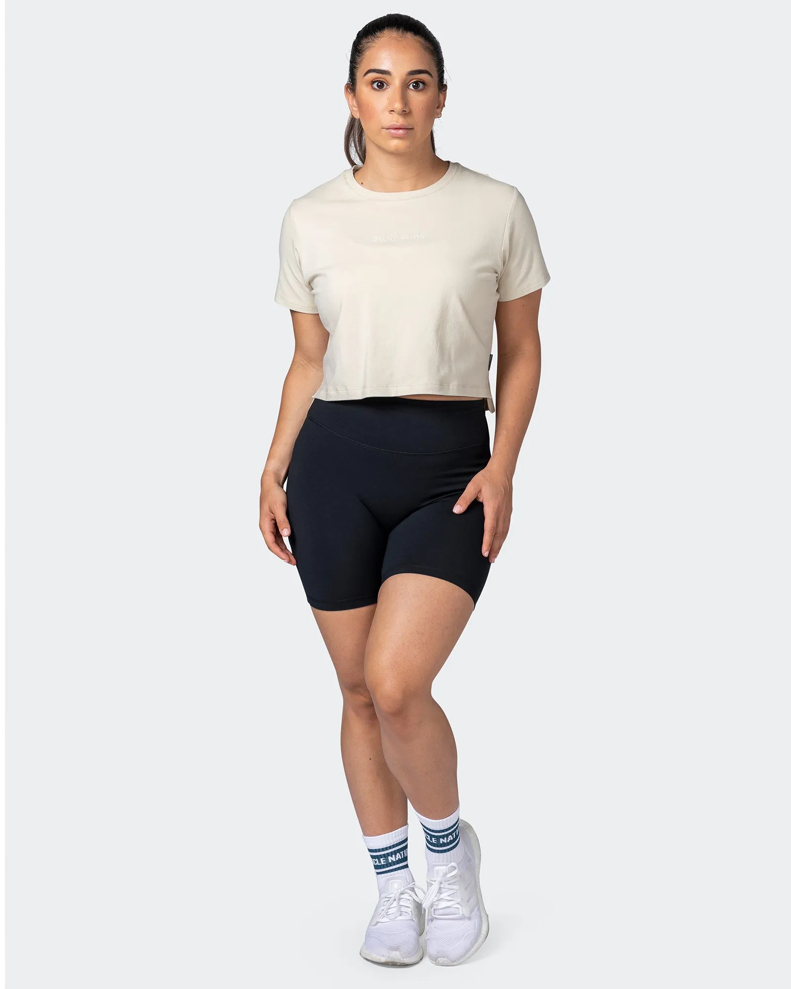 Kickstart Cropped Tee - Cream