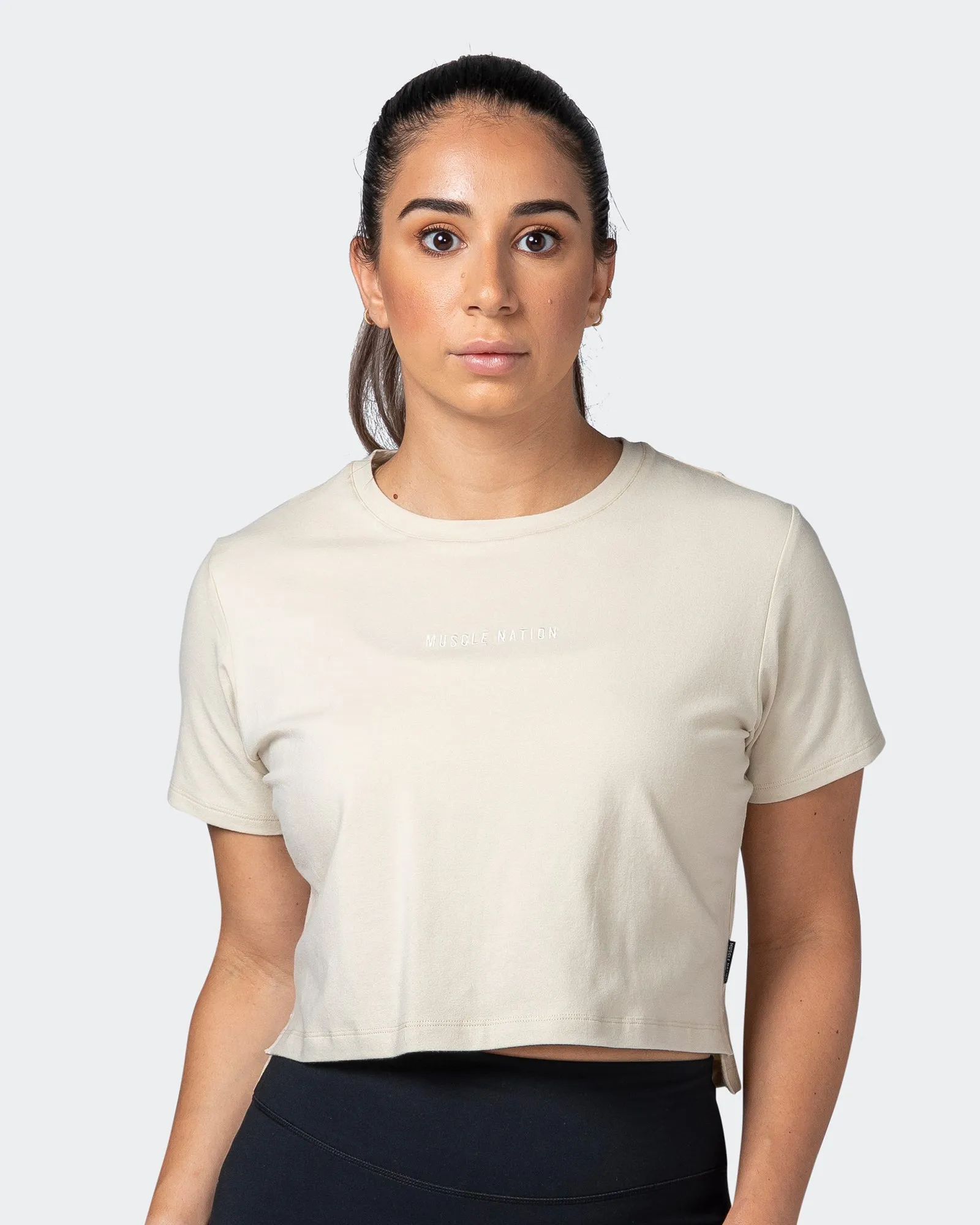 Kickstart Cropped Tee - Cream