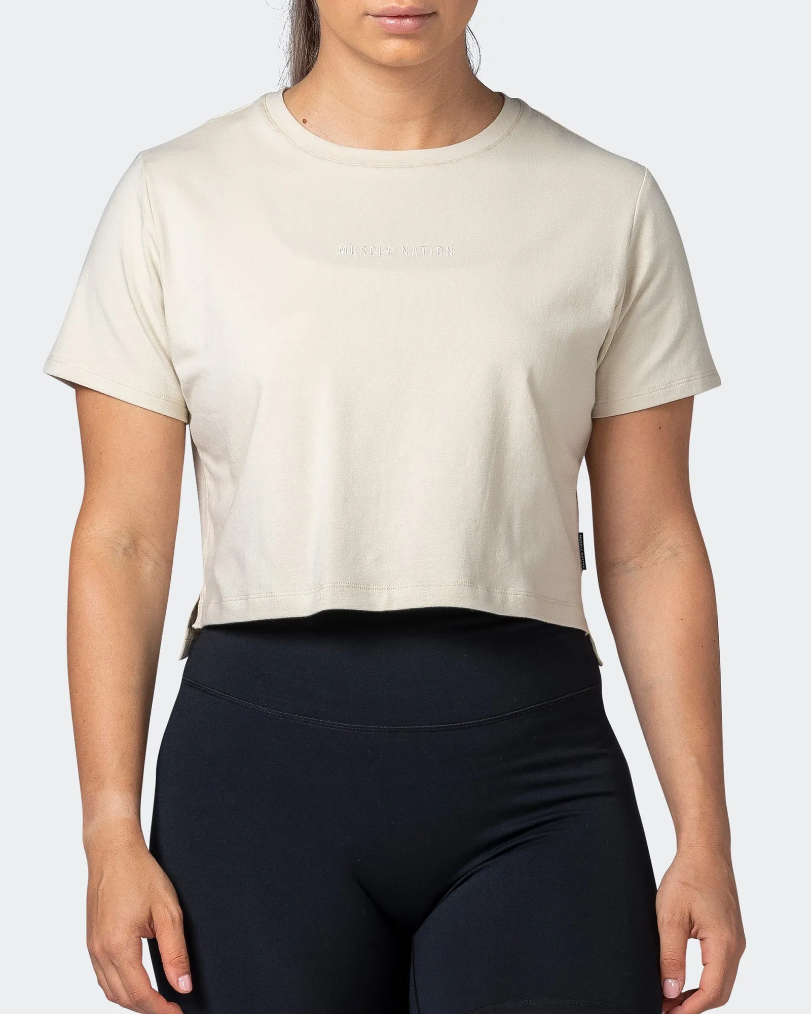 Kickstart Cropped Tee - Cream