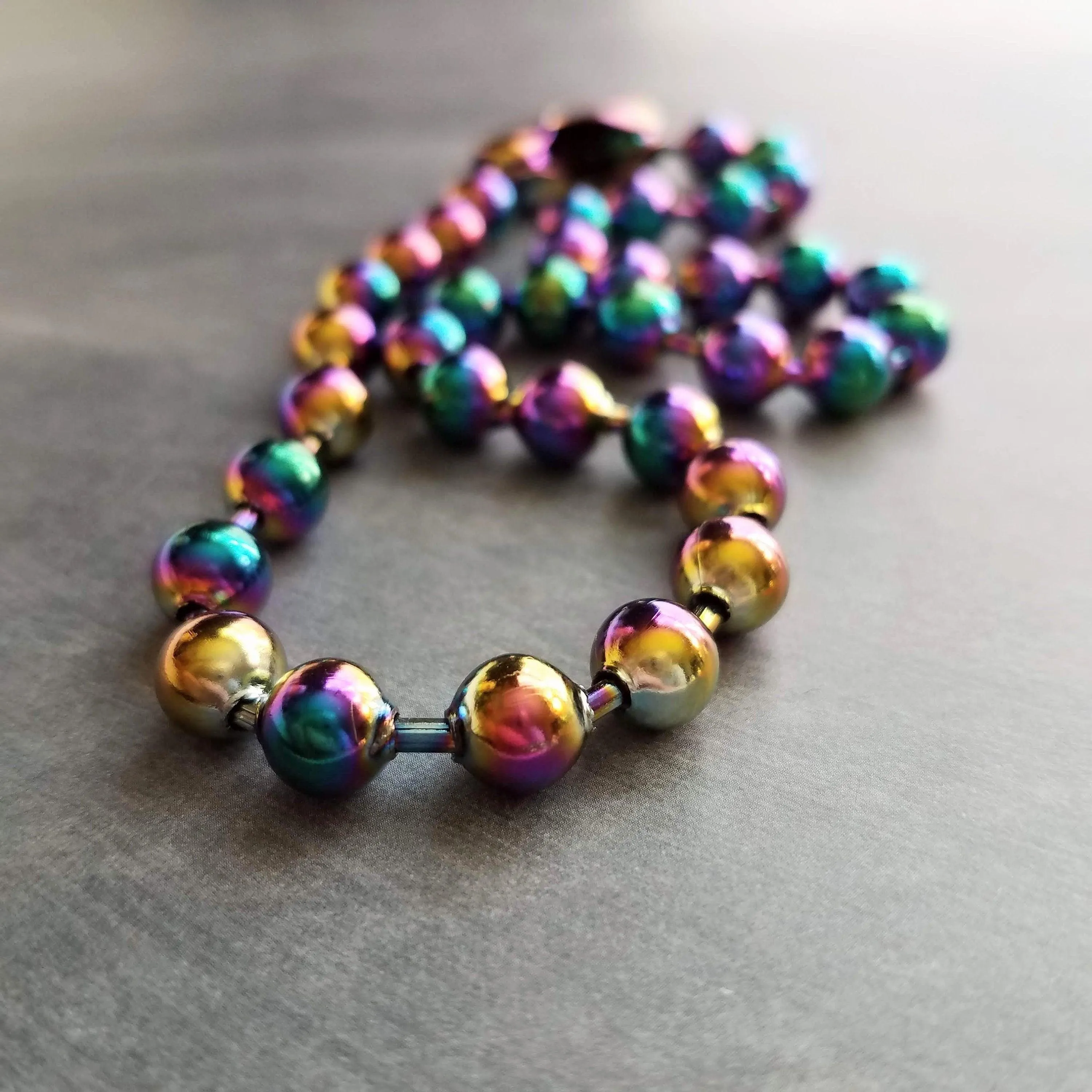 Large Ball Chain, rainbow ball chain, oil spill chain, large bead chain, ball chain choker stainless steel chain, thick chunky chain 8mm