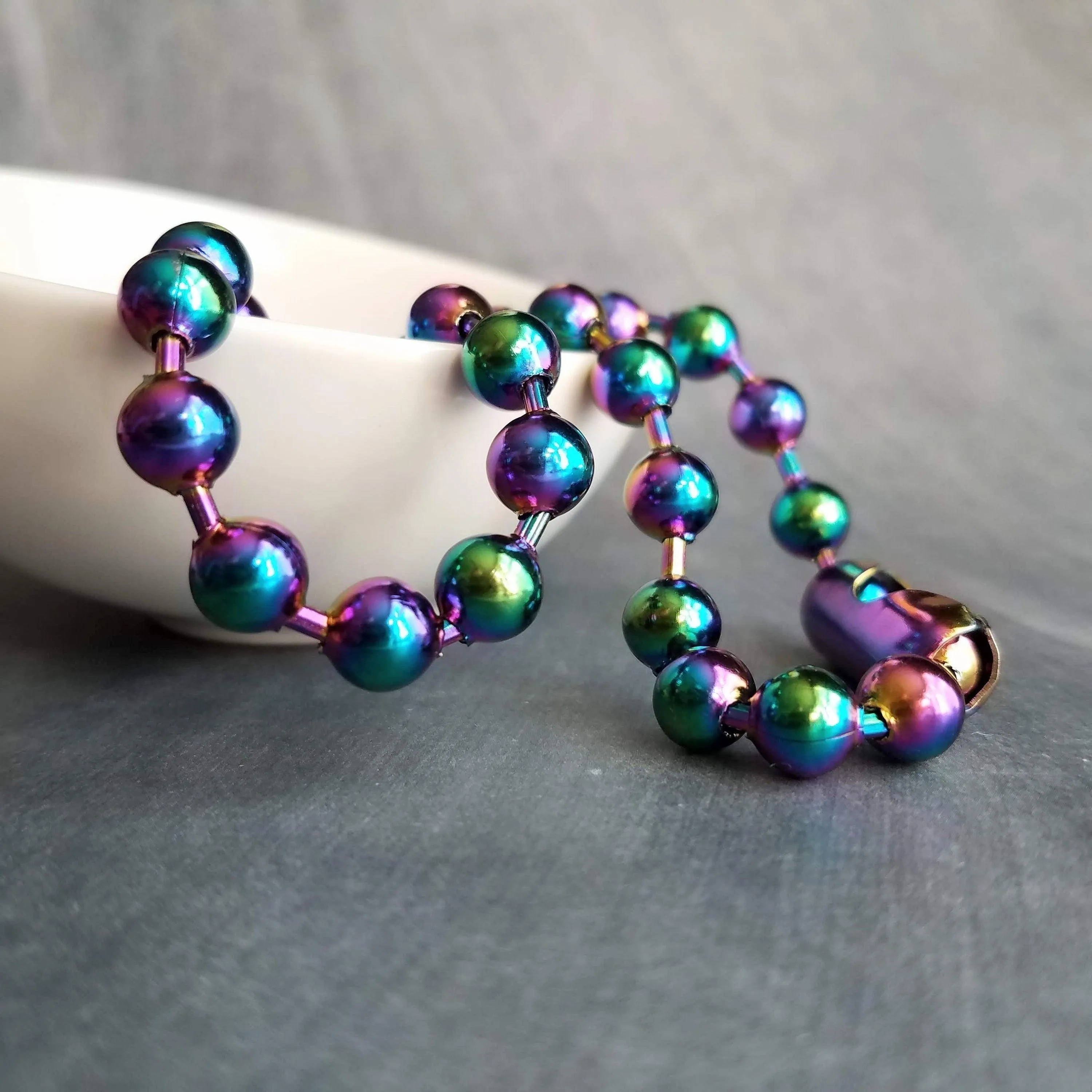 Large Ball Chain, rainbow ball chain, oil spill chain, large bead chain, ball chain choker stainless steel chain, thick chunky chain 8mm