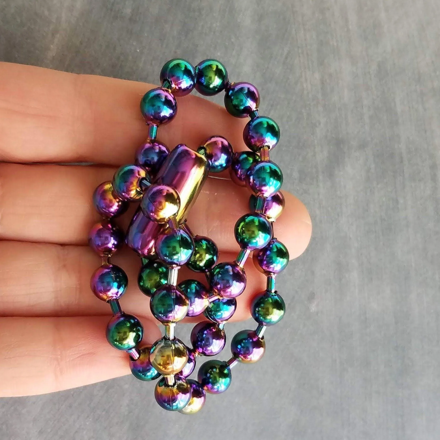 Large Ball Chain, rainbow ball chain, oil spill chain, large bead chain, ball chain choker stainless steel chain, thick chunky chain 8mm