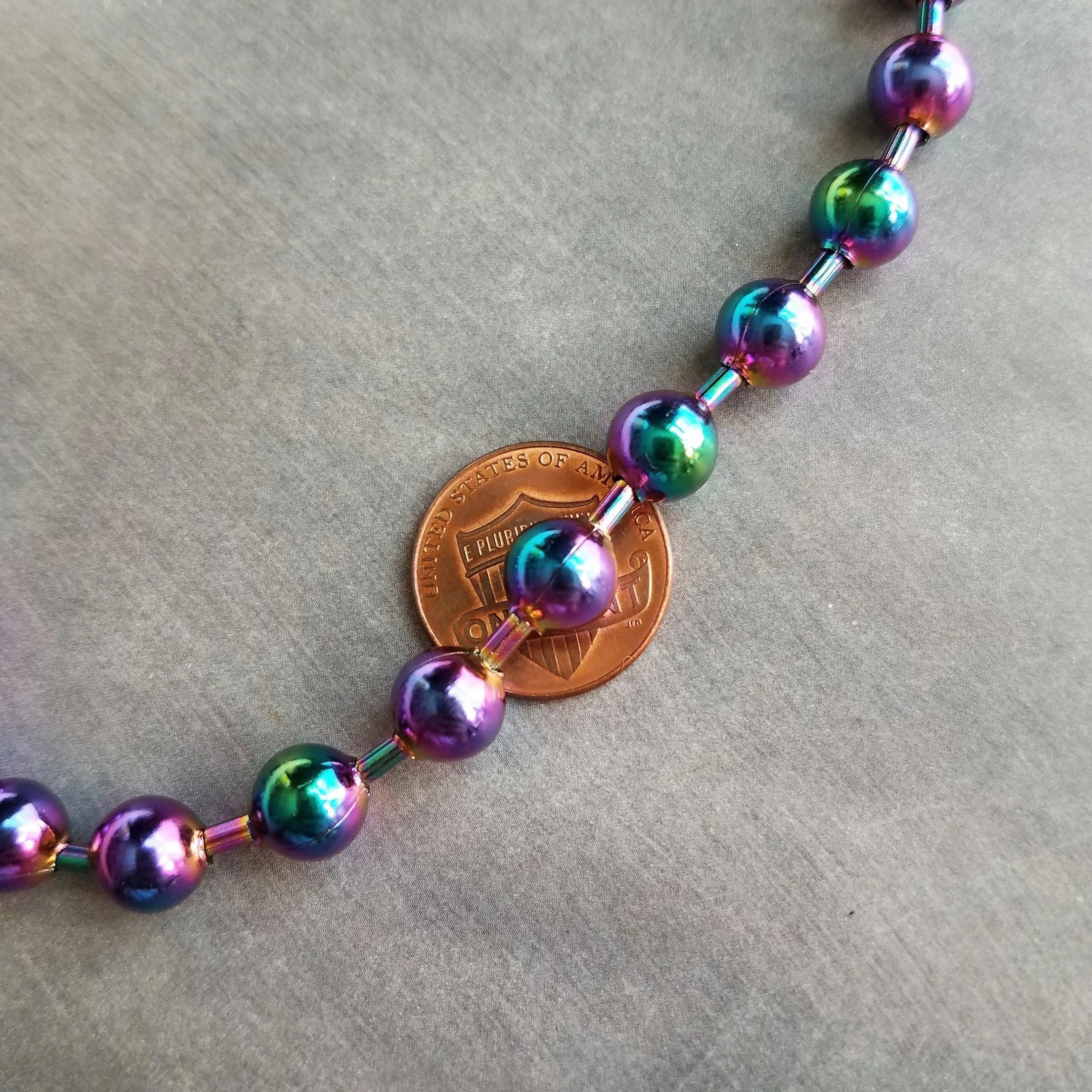 Large Ball Chain, rainbow ball chain, oil spill chain, large bead chain, ball chain choker stainless steel chain, thick chunky chain 8mm