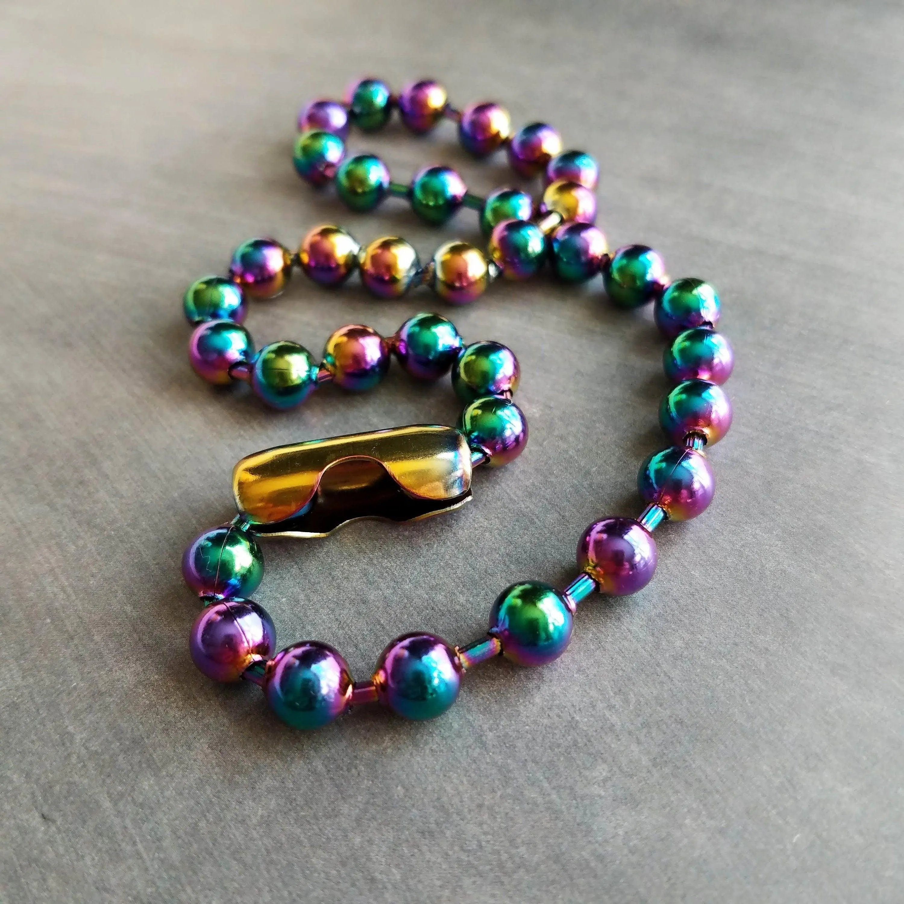 Large Ball Chain, rainbow ball chain, oil spill chain, large bead chain, ball chain choker stainless steel chain, thick chunky chain 8mm