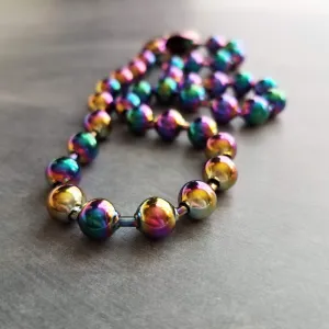 Large Ball Chain, rainbow ball chain, oil spill chain, large bead chain, ball chain choker stainless steel chain, thick chunky chain 8mm