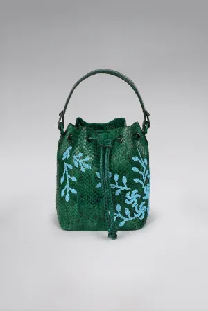 Large Flower Power Snakeskin Bucket Bag