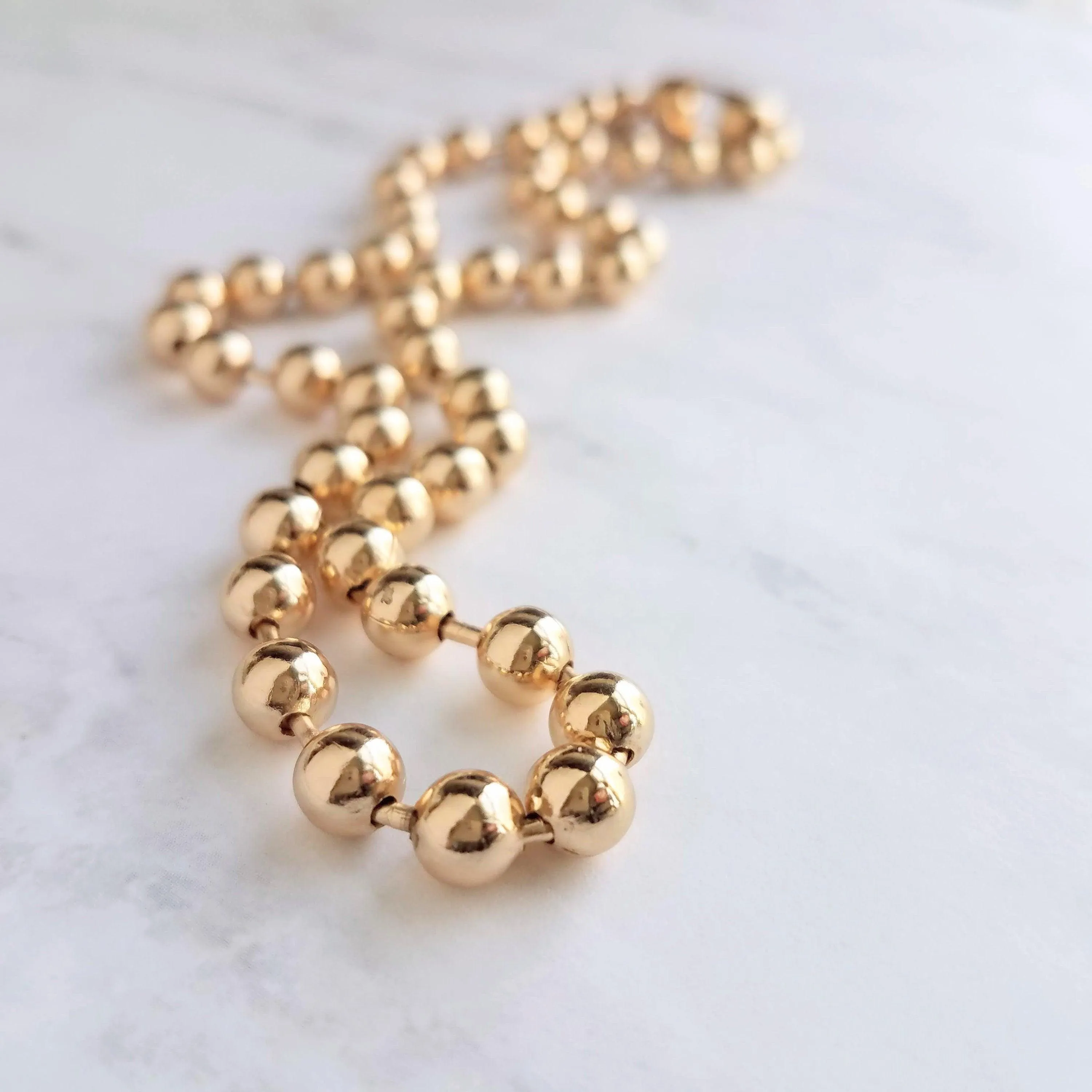 Large Gold Ball Chain, 6mm ball, big gold ball chain, large bead chain, ball chain necklace, thick gold chain, gold punk necklace