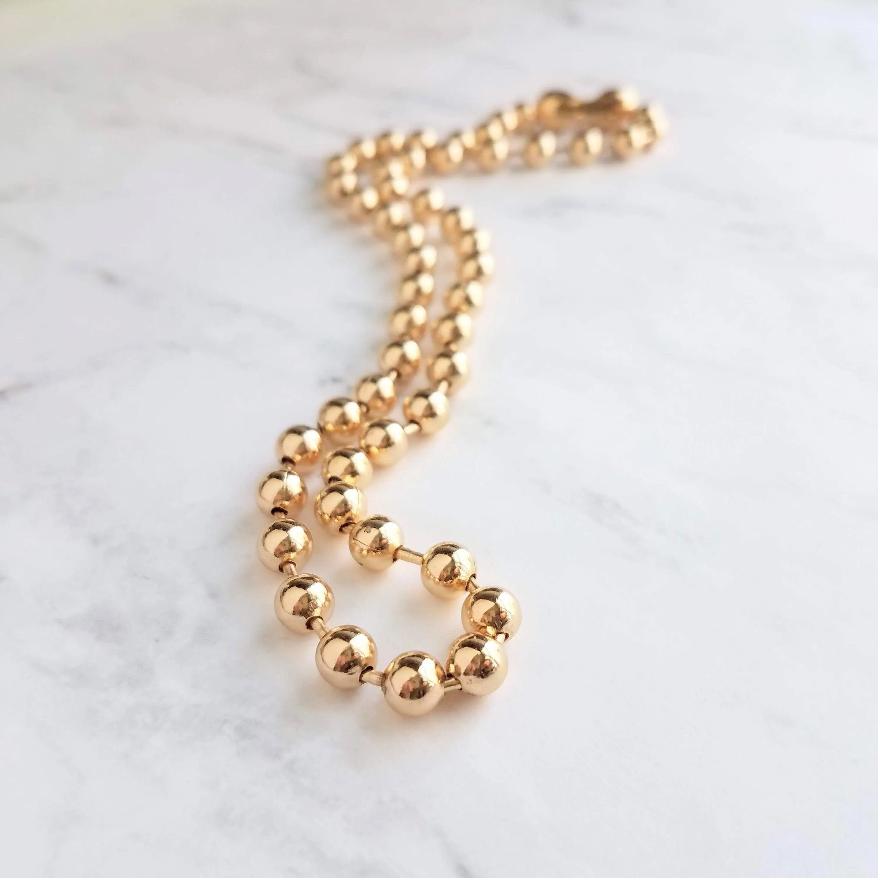 Large Gold Ball Chain, 6mm ball, big gold ball chain, large bead chain, ball chain necklace, thick gold chain, gold punk necklace