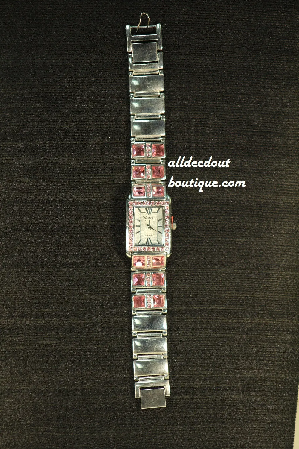 Large/Small Pink Rhinestones | Metal Band W/Clasp