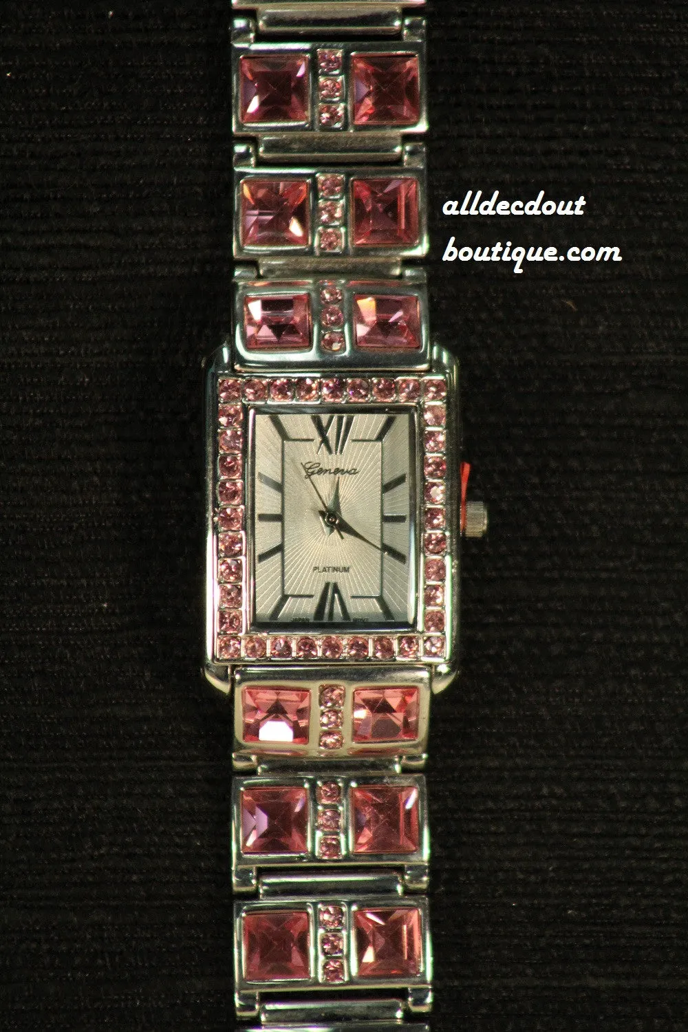 Large/Small Pink Rhinestones | Metal Band W/Clasp