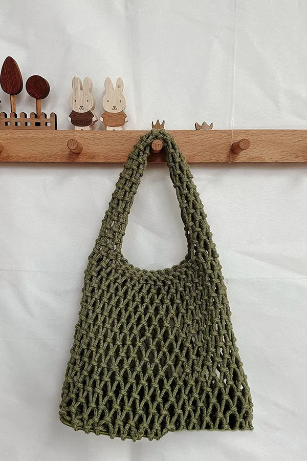 Lazy Style Fishnet Woven Tote Bag