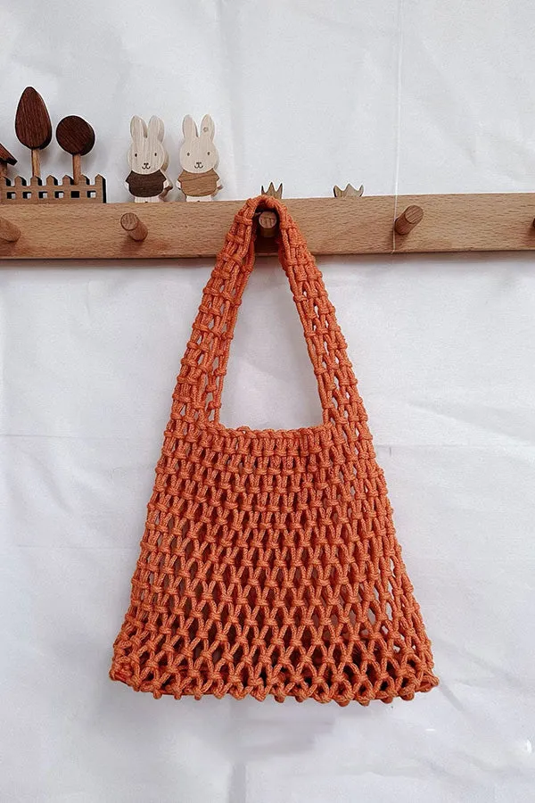 Lazy Style Fishnet Woven Tote Bag