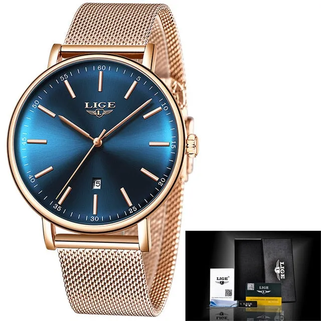 Lige Women's Ultra-thin Stainless Steel Watch