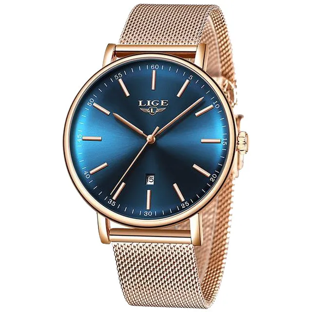 Lige Women's Ultra-thin Stainless Steel Watch