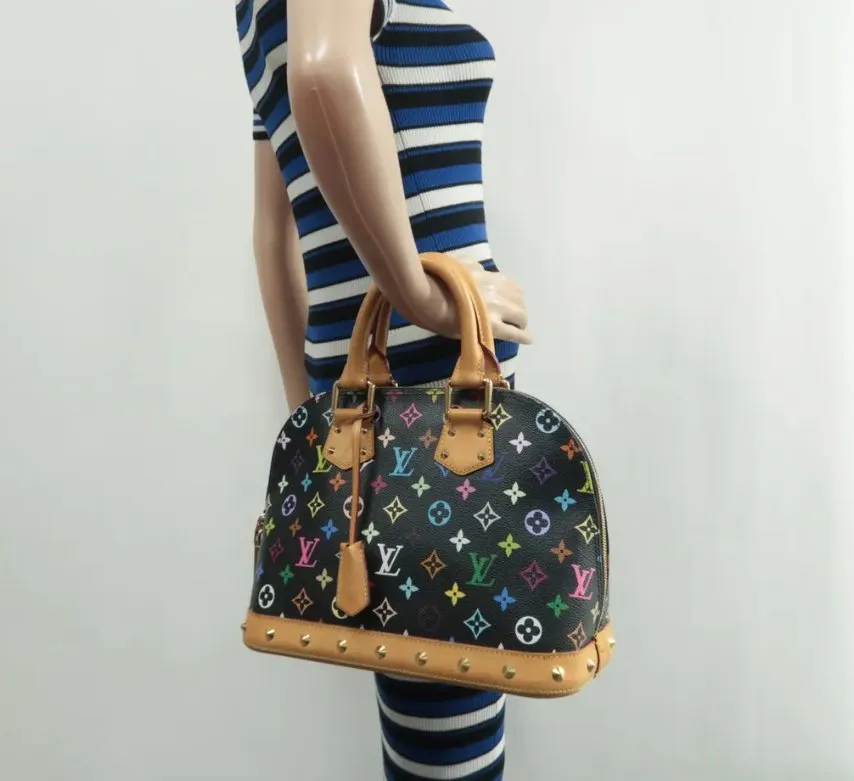 Louis Vuitton Alma Black Canvas Hand Bag