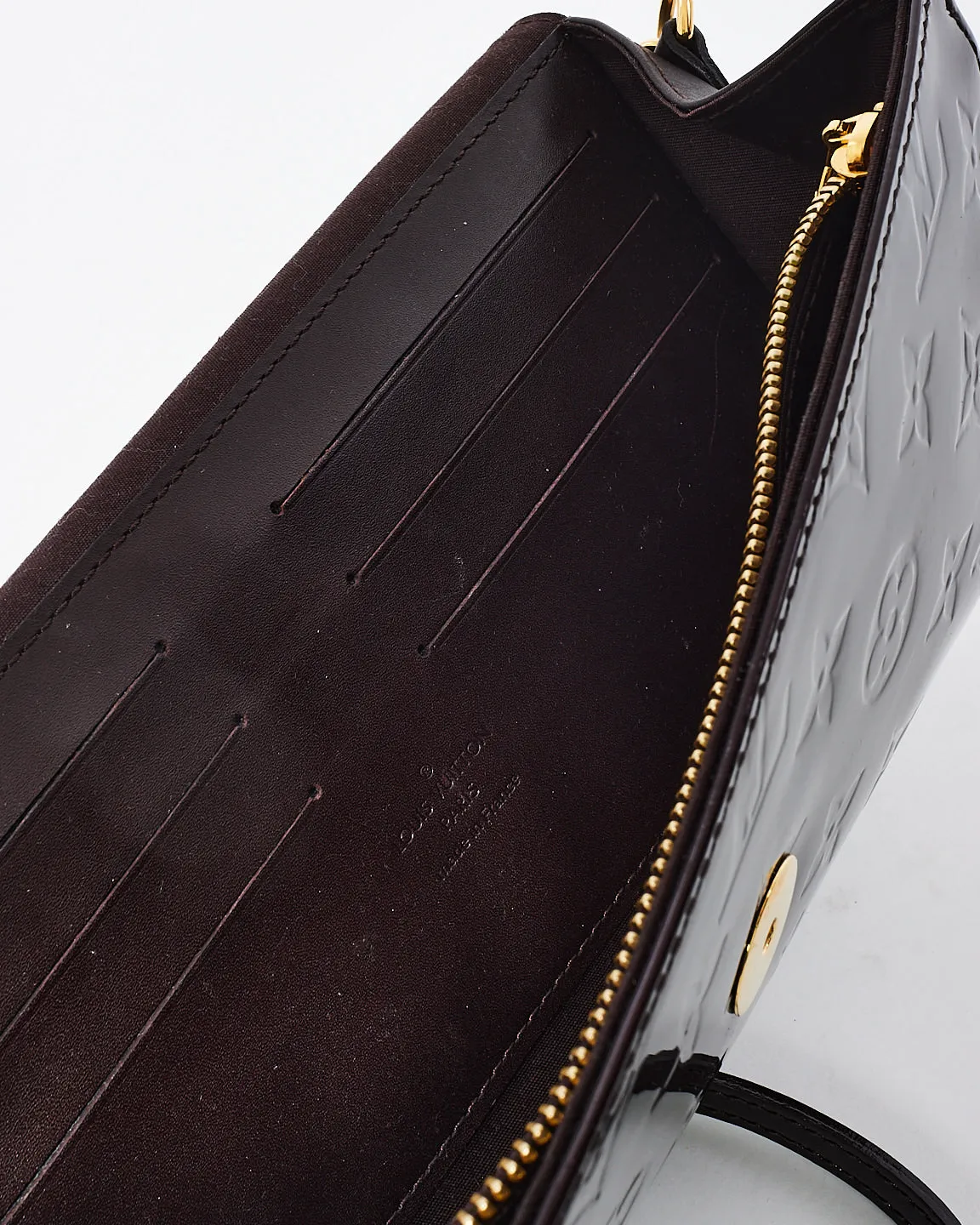 Louis Vuitton Amarante Monogram Vernis Leather Rossmore MM Clutch with Strap