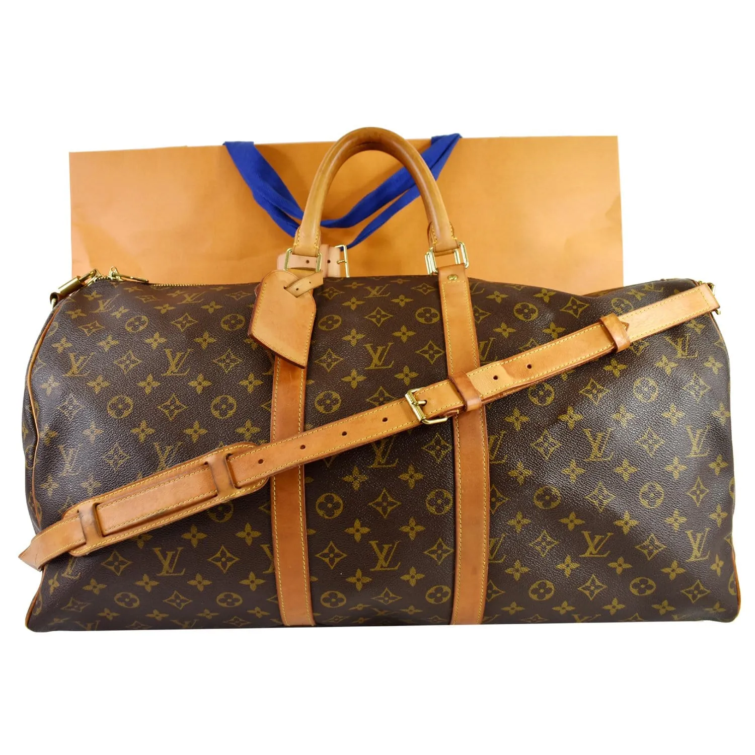 LOUIS VUITTON  Keepall Bandouliere 55 Monogram Canvas Travel Bag Brown
