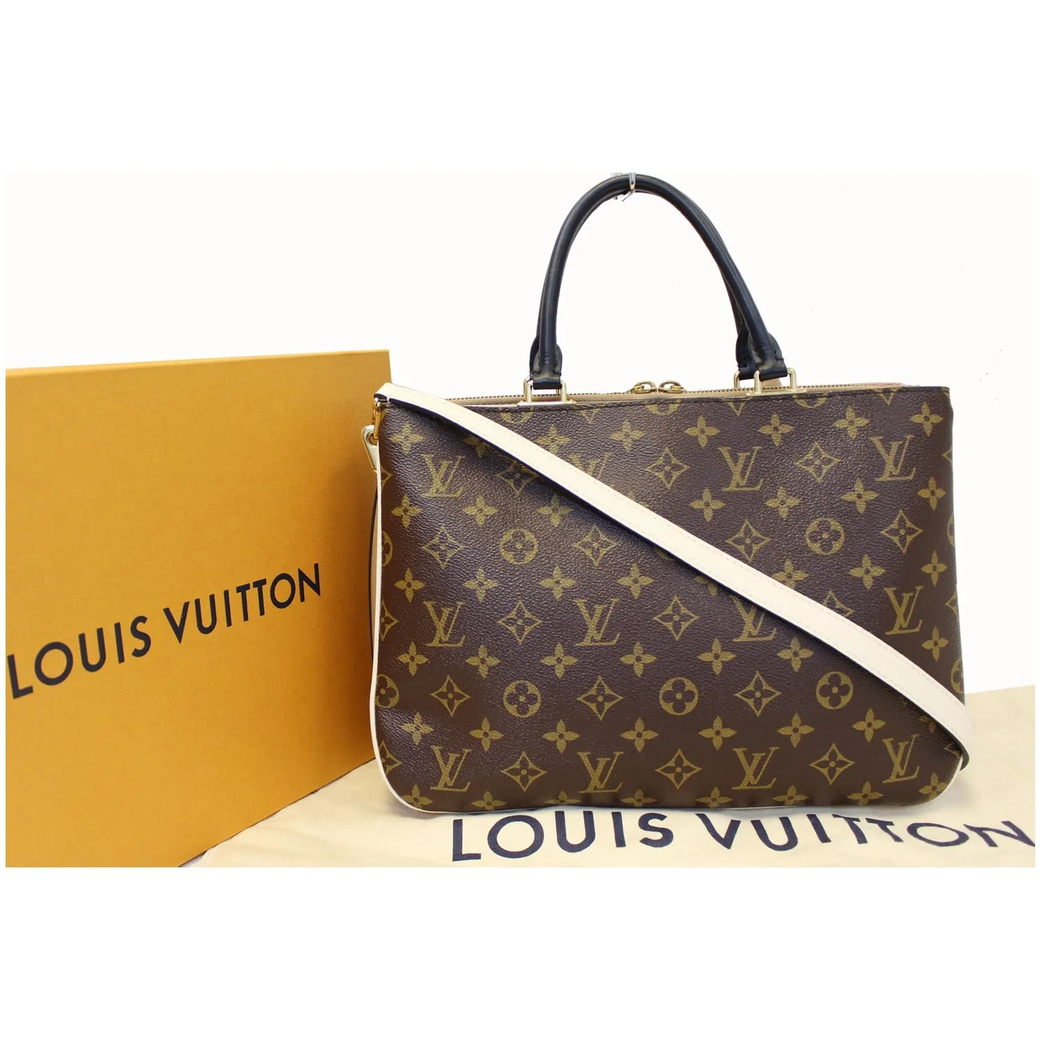 LOUIS VUITTON Millefeuille Monogram Canvas Shoulder Bag Brown