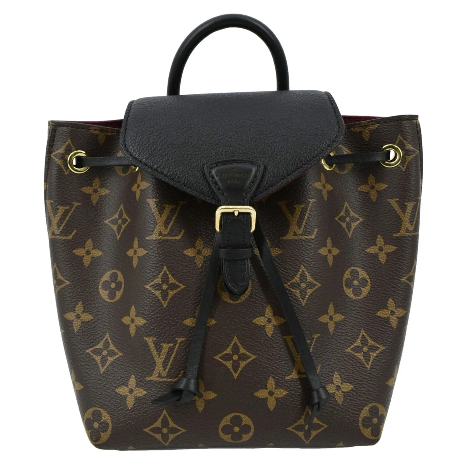 LOUIS VUITTON Montsouris BB Monogram Canvas Leather Backpack Bag Black
