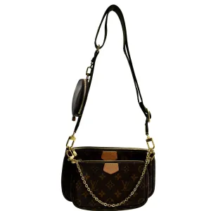 LOUIS VUITTON Multi Chain Pochette Accessories Clutch Bag Brown