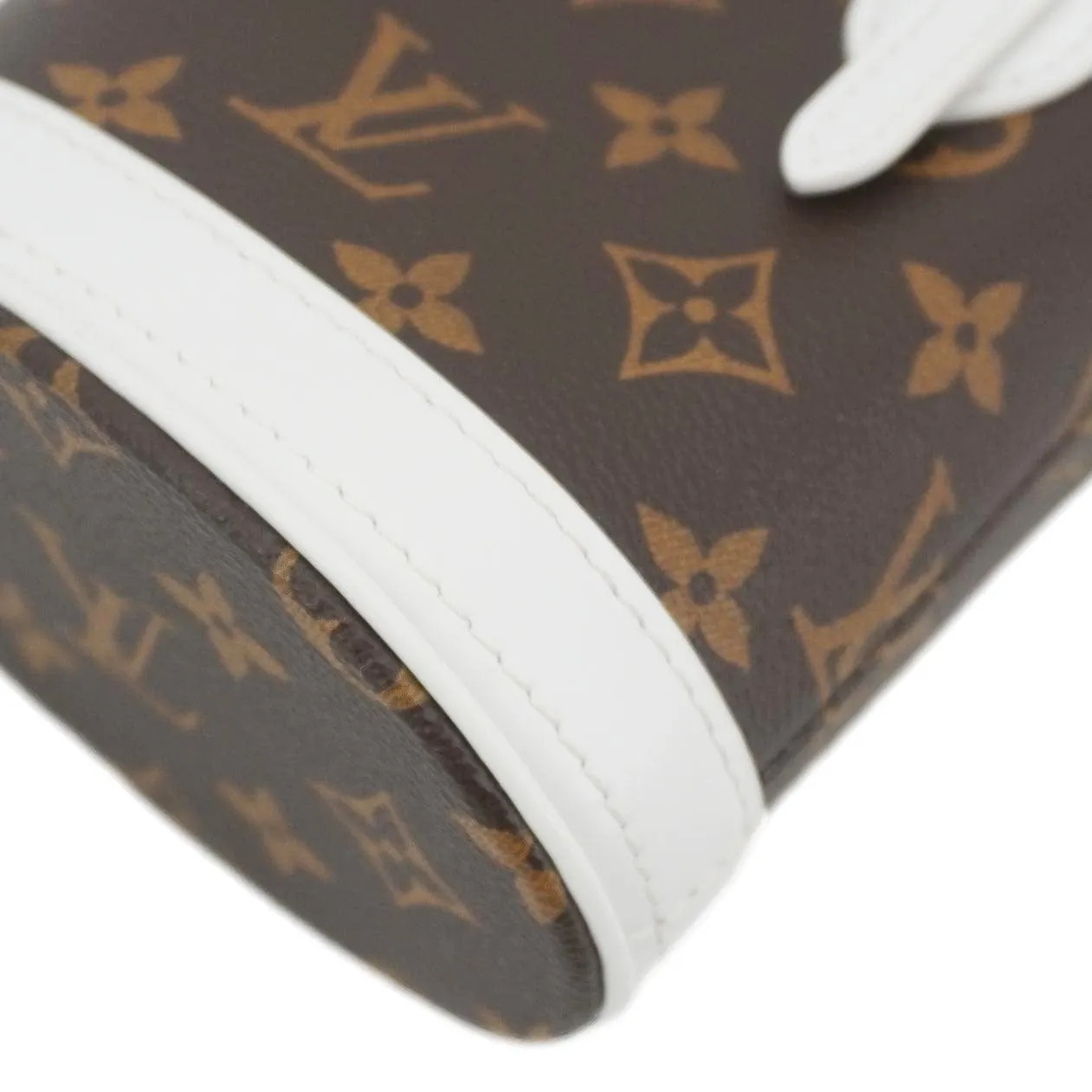 LOUIS VUITTON  Nano Bucket Monogram Canvas Crossbody Bag White