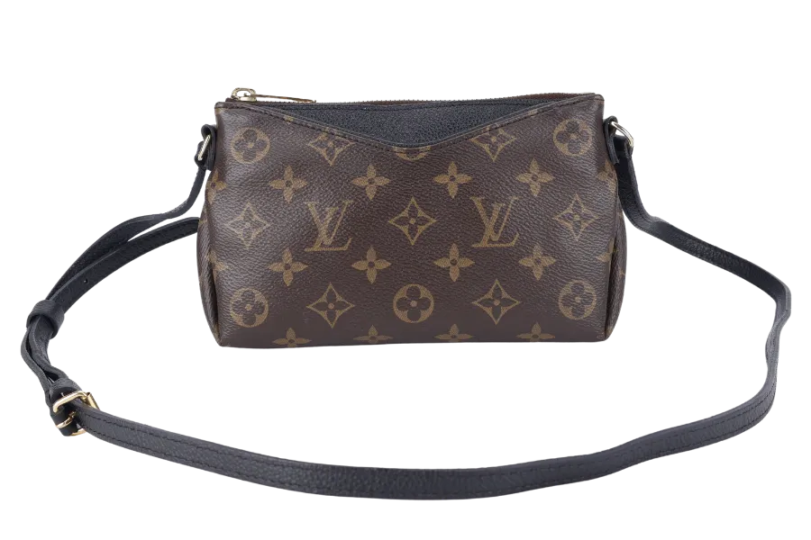 LOUIS VUITTON PALLAS CLUTCH BB (M41639) MONOGRAM CANVAS WITH BLACK LEATHER GOLD HARDWARE NO DUST COVER