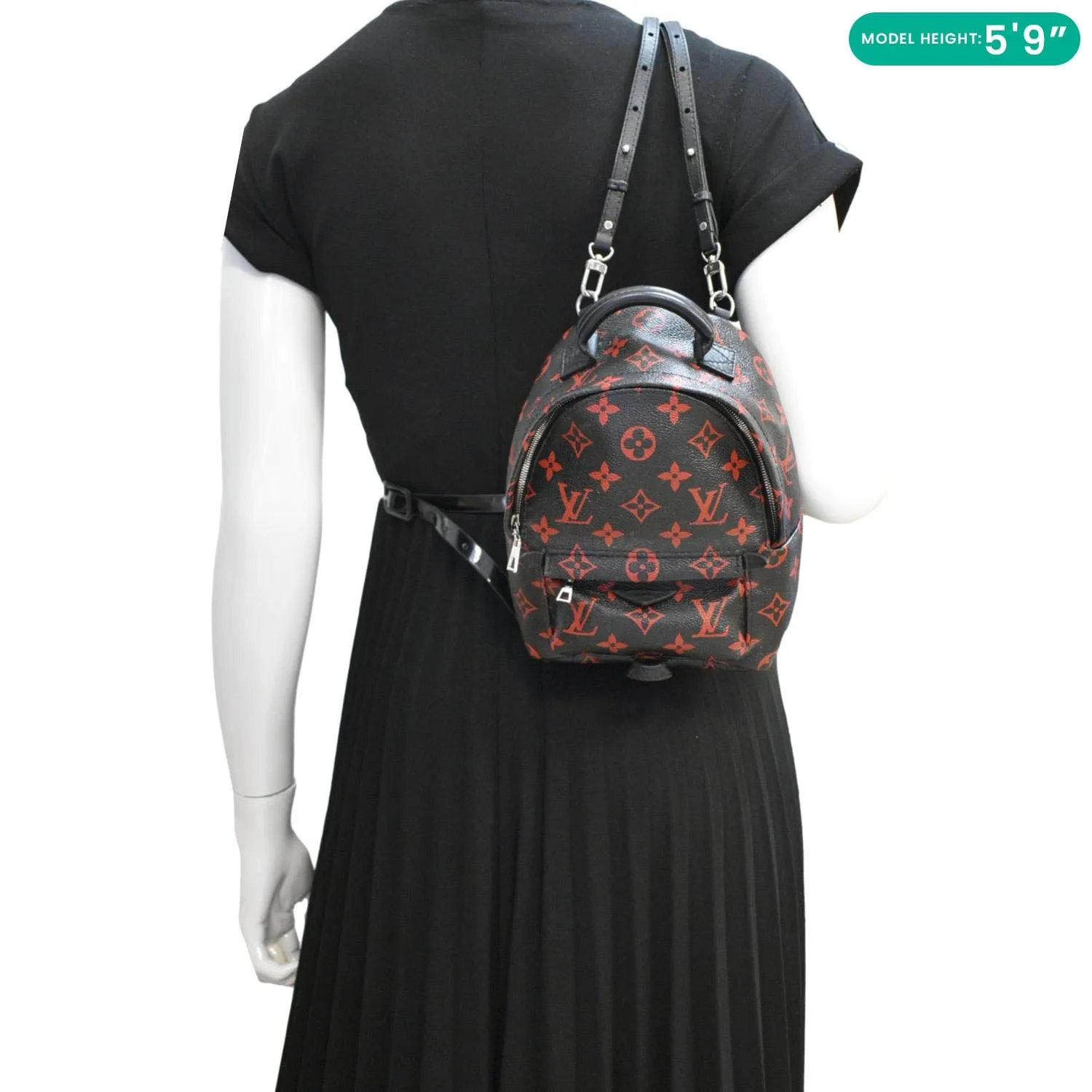LOUIS VUITTON Palm Springs Infrarouge Mini Monogram Canvas Backpack Bag Black