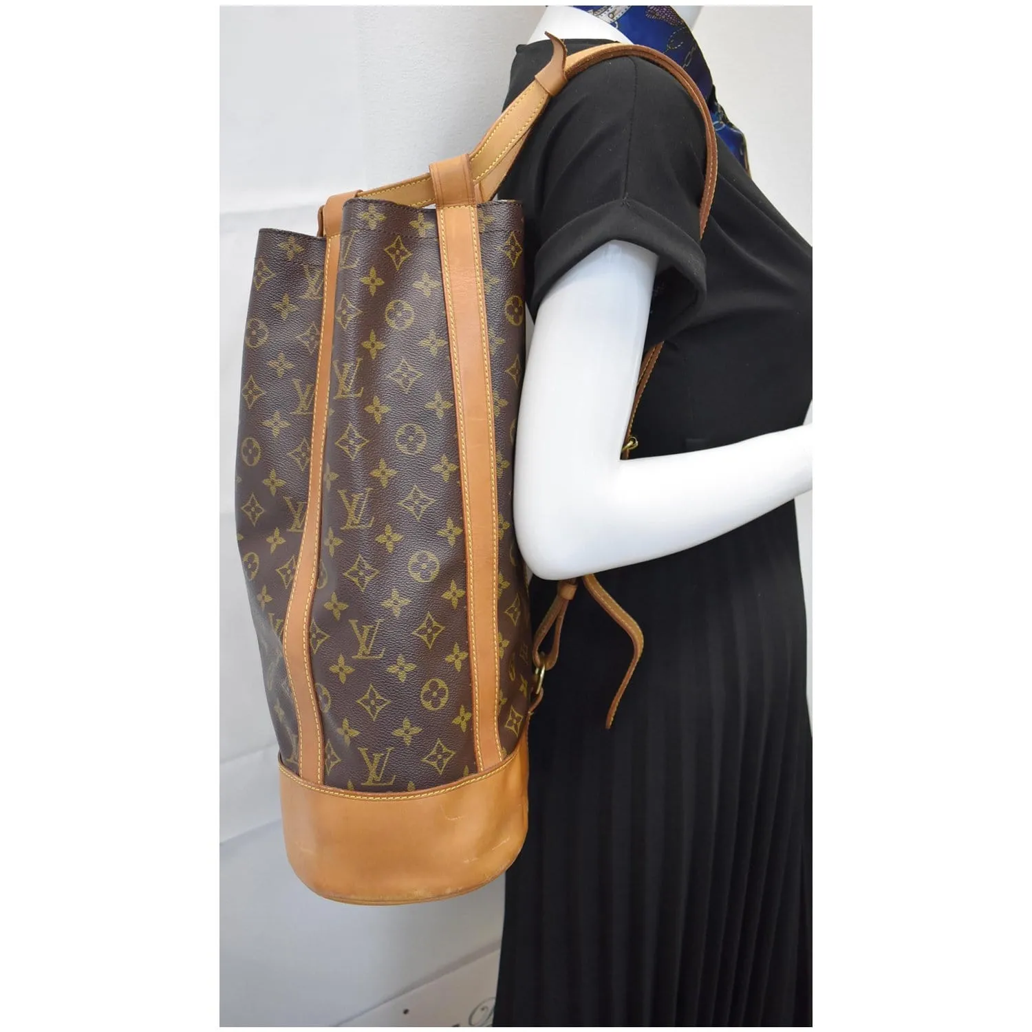 LOUIS VUITTON Randonnee GM Monogram Canvas Backpack Bag Brown