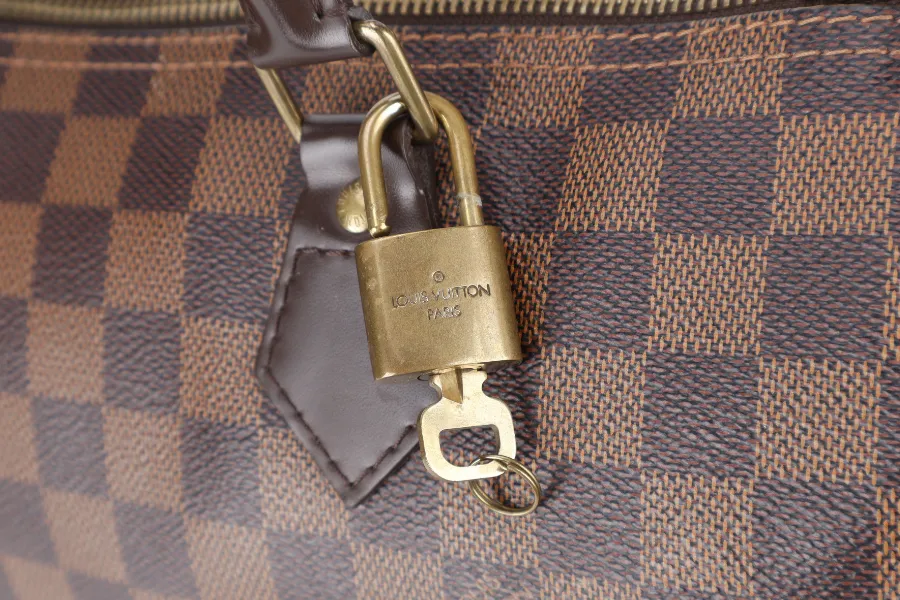 LOUIS VUITTON SPEEDY 30 DAMIER EBENE CANVAS GOLD HARDWARE WITH DUST COVER
