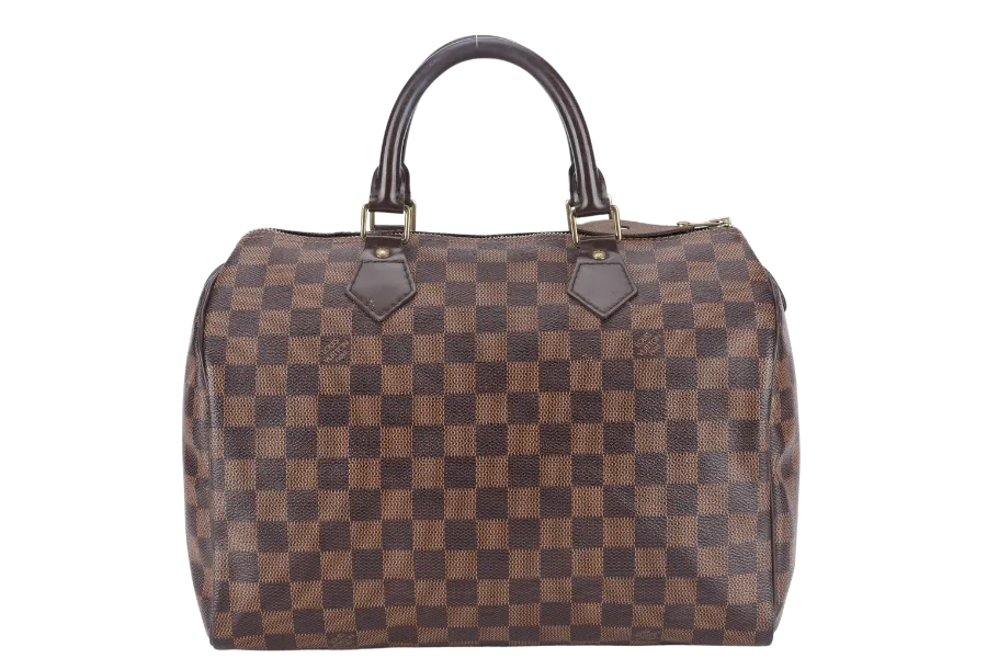 LOUIS VUITTON SPEEDY 30 DAMIER EBENE CANVAS GOLD HARDWARE WITH DUST COVER