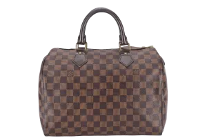 LOUIS VUITTON SPEEDY 30 DAMIER EBENE CANVAS GOLD HARDWARE WITH DUST COVER